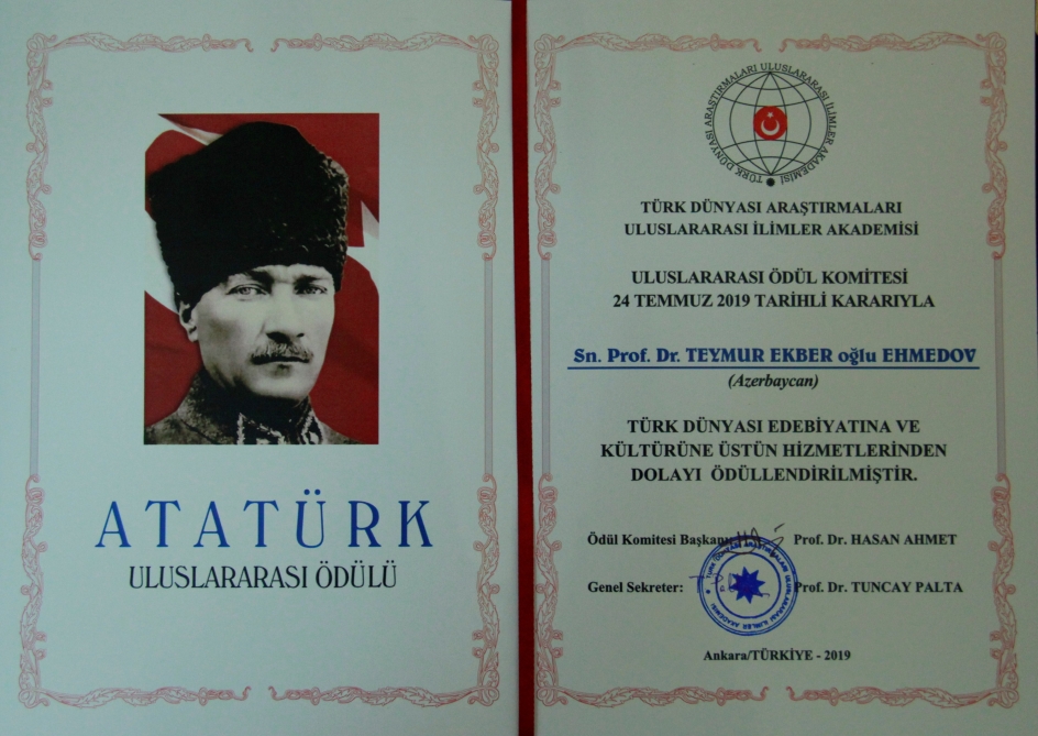 Azərbaycanlı alim beynəlxalq mükafat mükafat aldı
