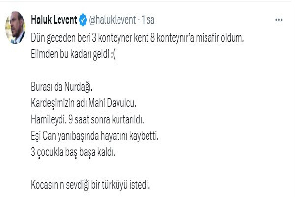 Haluk Levent Yeni ili zəlzələ qurbanları ilə qarşıladı 