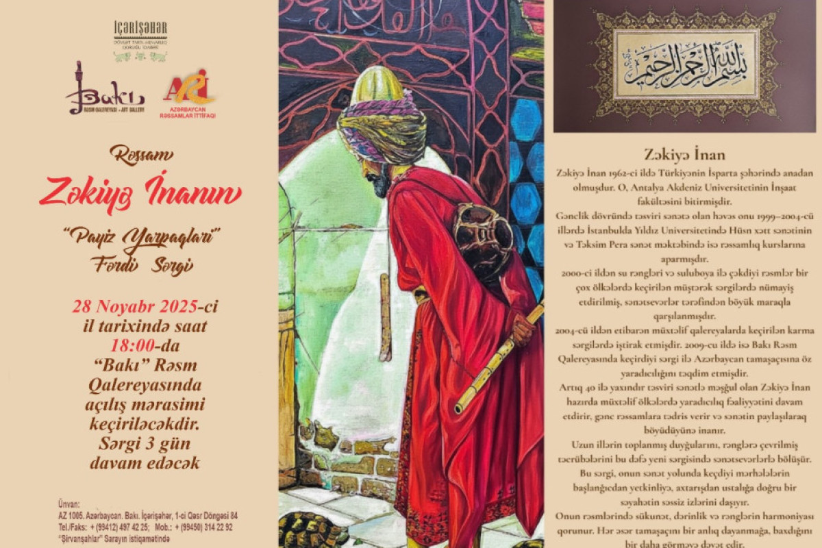 Bakıda türkiyəli rəssamın sərgisi açılacaq 
