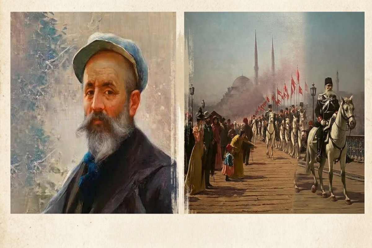 “Ərtoğrul süvari alayının Qalata körpüsündən keçidi”- Fausto Zonaronun tablosu 